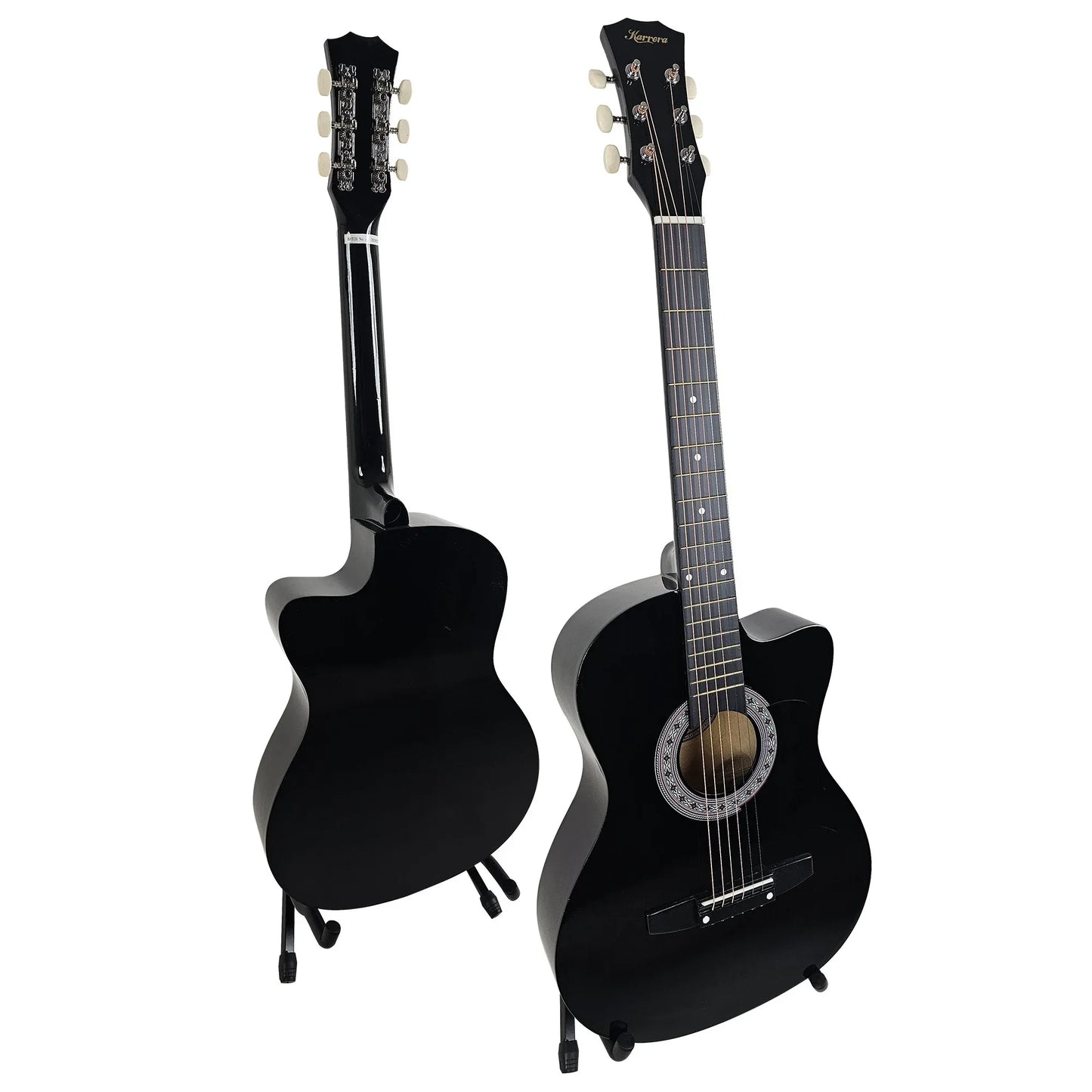 Karrera 38in Pro Cutaway Acoustic Guitar with Carry Bag - Black - Mekamart Australia