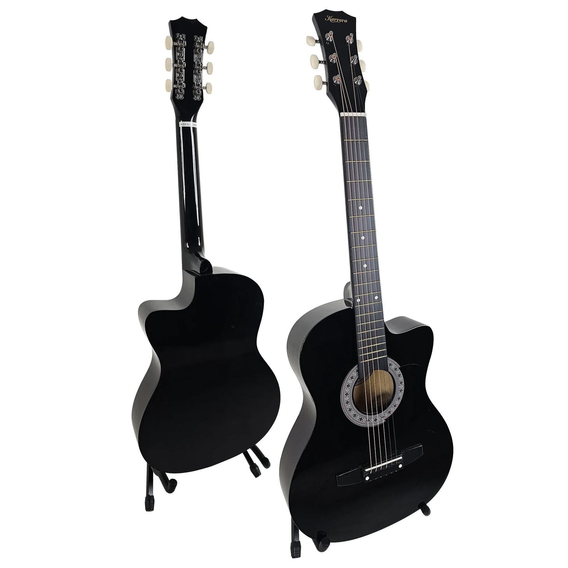 Karrera 38in Pro Cutaway Acoustic Guitar with Carry Bag - Black - Mekamart Australia