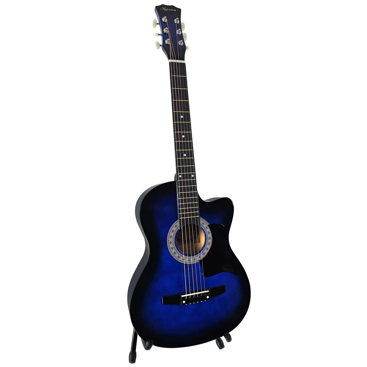 Karrera 38in Pro Cutaway Acoustic Guitar with Bag Strings - Blue Burst - Mekamart Australia