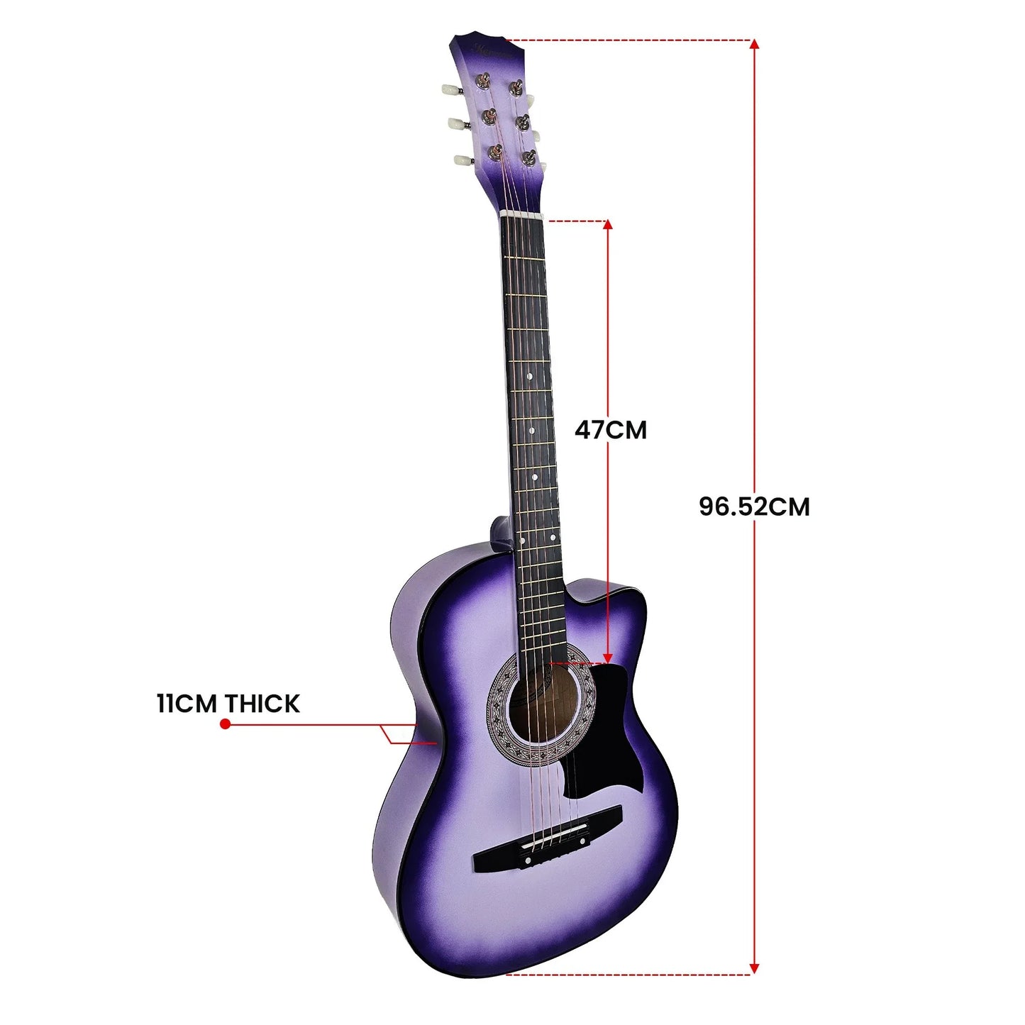 Karrera 38in Pro Cutaway Acoustic Guitar with guitar bag - Purple Burst - Mekamart Australia