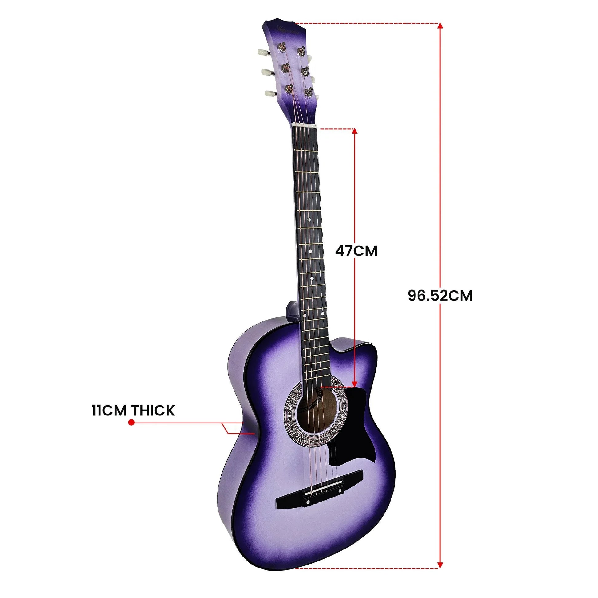 Karrera 38in Pro Cutaway Acoustic Guitar with guitar bag - Purple Burst - Mekamart Australia