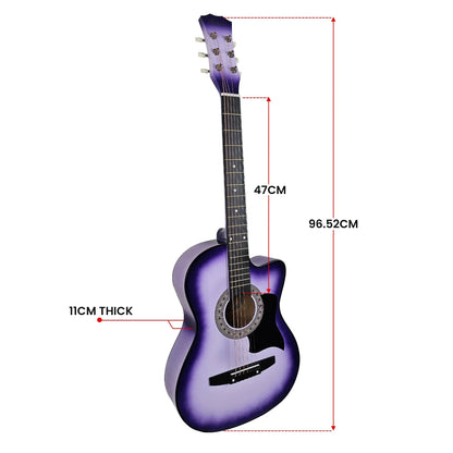 Karrera 38in Pro Cutaway Acoustic Guitar with guitar bag - Purple Burst - Mekamart Australia