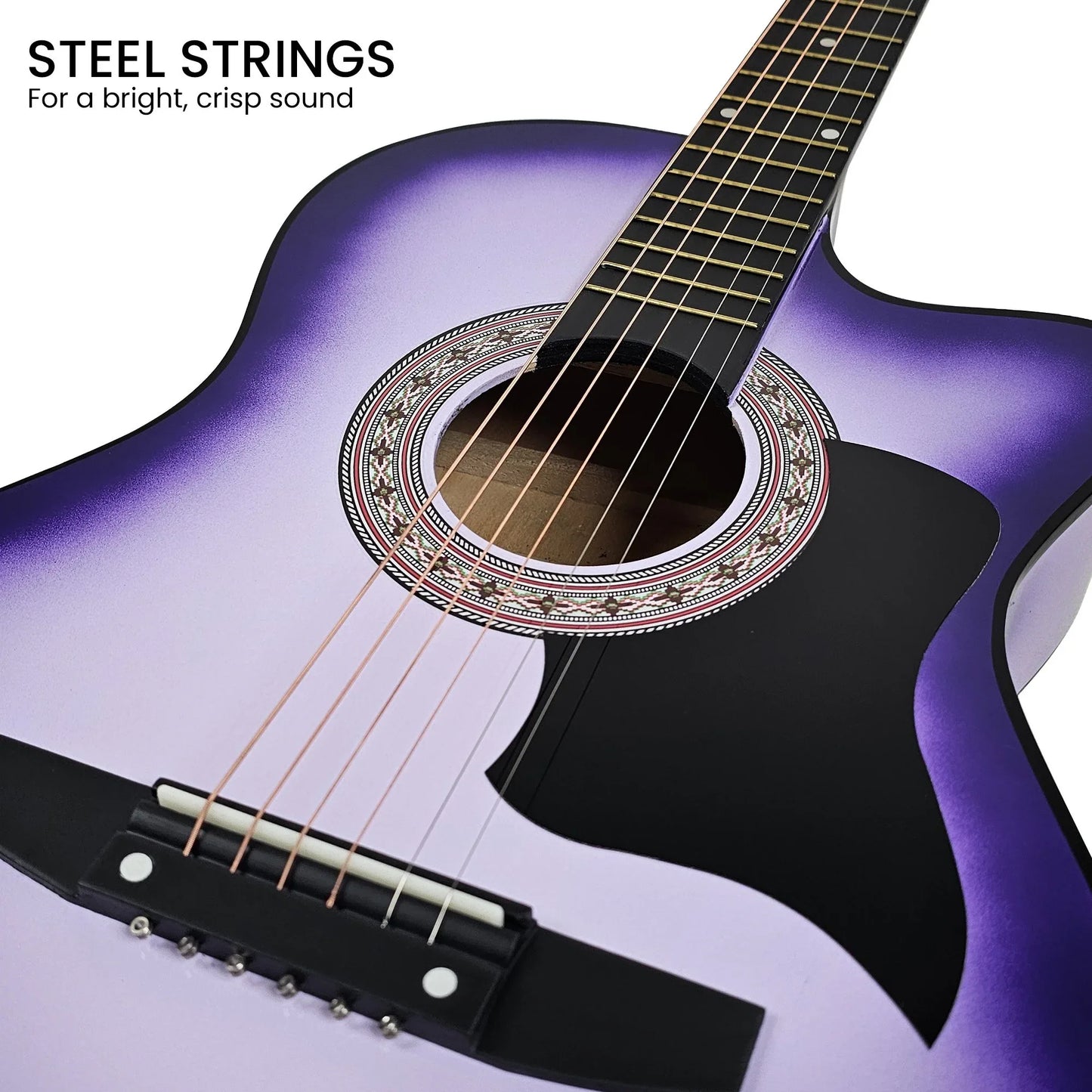 Karrera 38in Pro Cutaway Acoustic Guitar with guitar bag - Purple Burst - Mekamart Australia