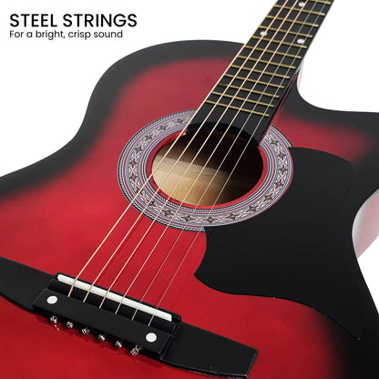 Karrera 38in Pro Cutaway Acoustic Guitar with guitar bag - Red Burst - Mekamart Australia