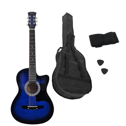 Karrera 38in Cutaway Acoustic Guitar with guitar bag - Blue Burst - Mekamart Australia