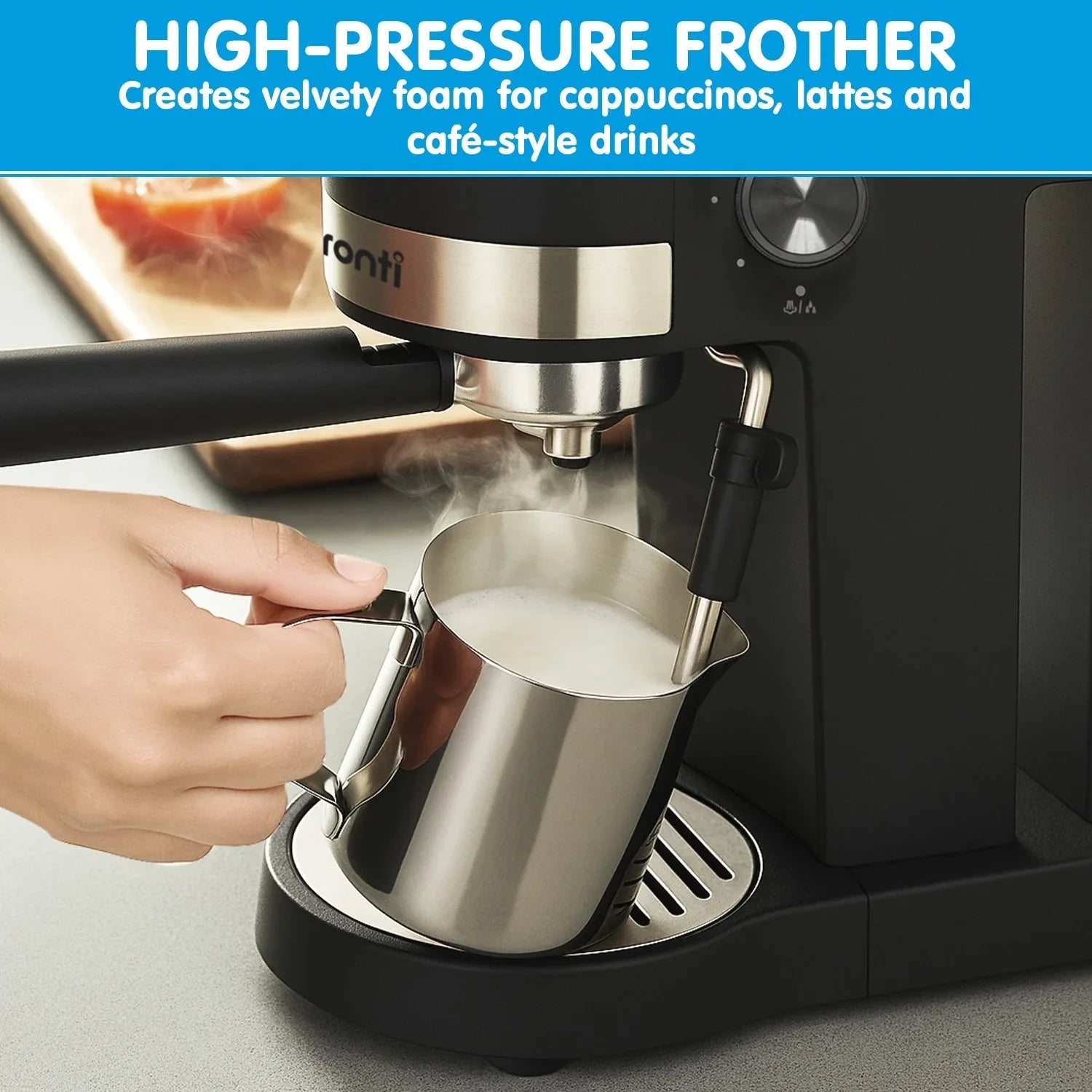 Pronti CM-850D Coffee Machine 20 Bar Espresso Maker with Milk Frother and 1.25L Tank - Mekamart Australia