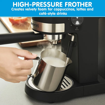 Pronti CM-850D Coffee Machine 20 Bar Espresso Maker with Milk Frother and 1.25L Tank - Mekamart Australia