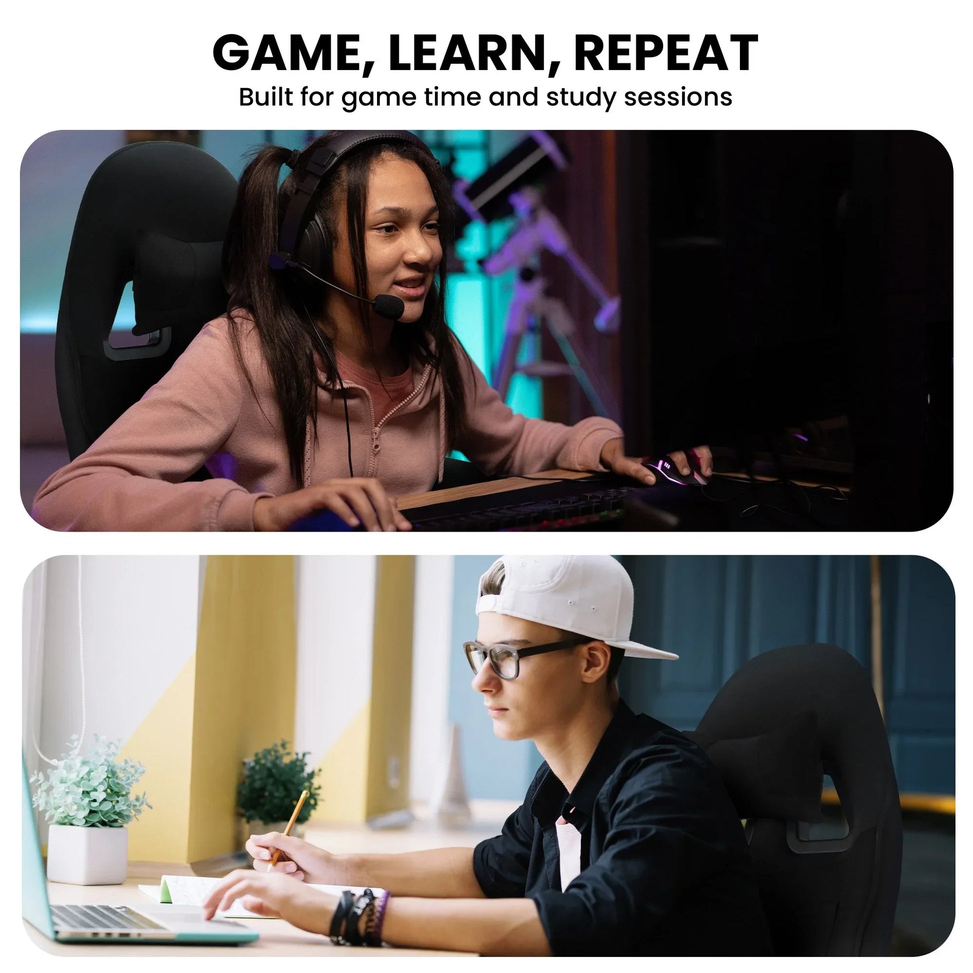 Sarantino Antre Kids Study Gaming Chair Black Adjustable Computer Desk Seat Racing Inspired-look With Adjustable Height, Ergonomic Back Support, Padded Armrests - Mekamart Australia