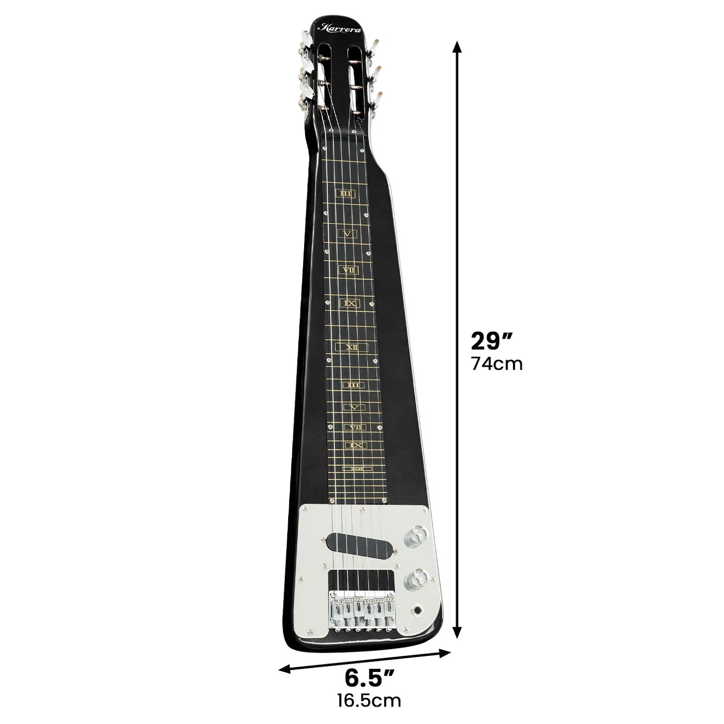 Karrera 29in 6-String Lap Steel Hawaiian Guitar - Black - Mekamart Australia