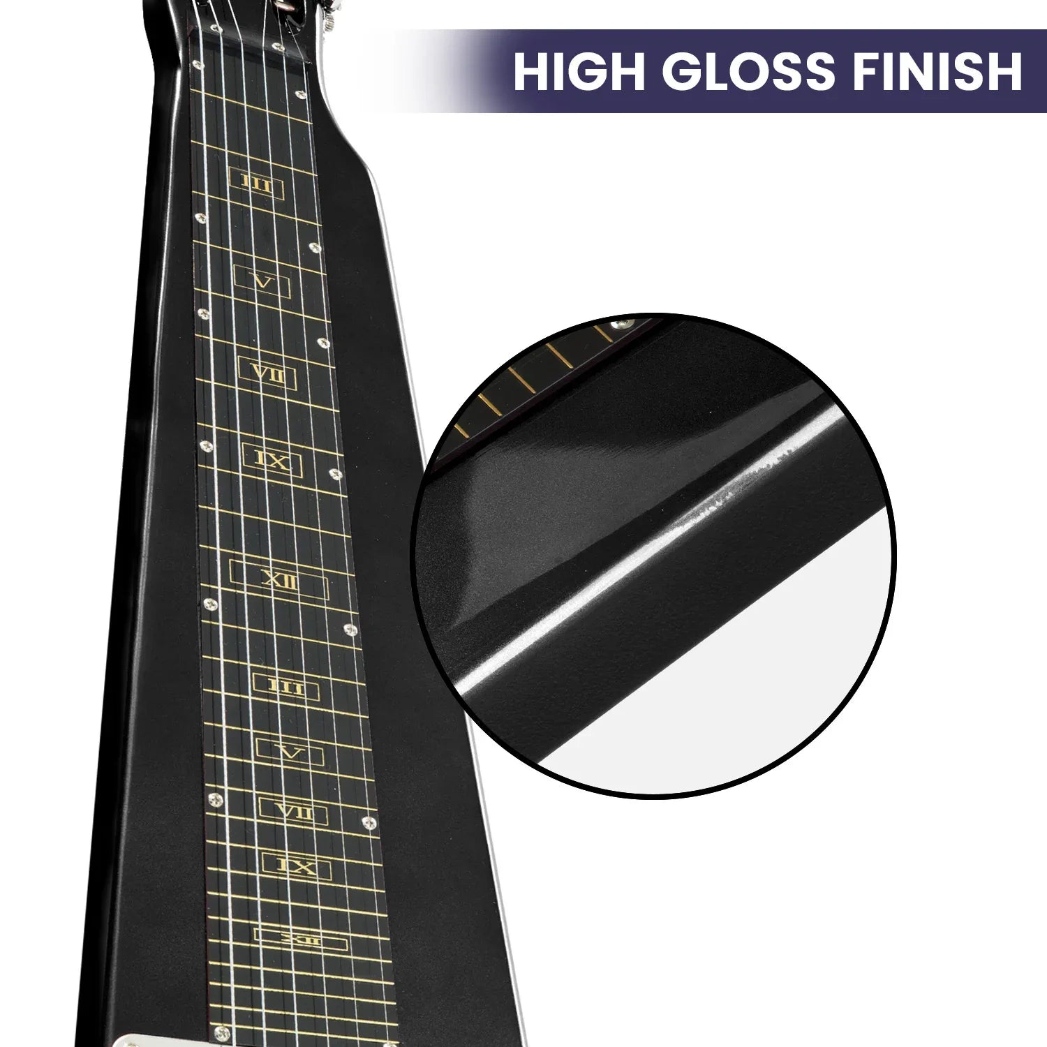 Karrera 29in 6-String Lap Steel Hawaiian Guitar - Black - Mekamart Australia