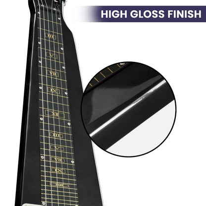 Karrera 29in 6-String Lap Steel Hawaiian Guitar - Black - Mekamart Australia