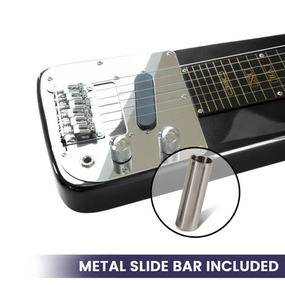 Karrera 29in 6-String Lap Steel Hawaiian Guitar - Black - Mekamart Australia