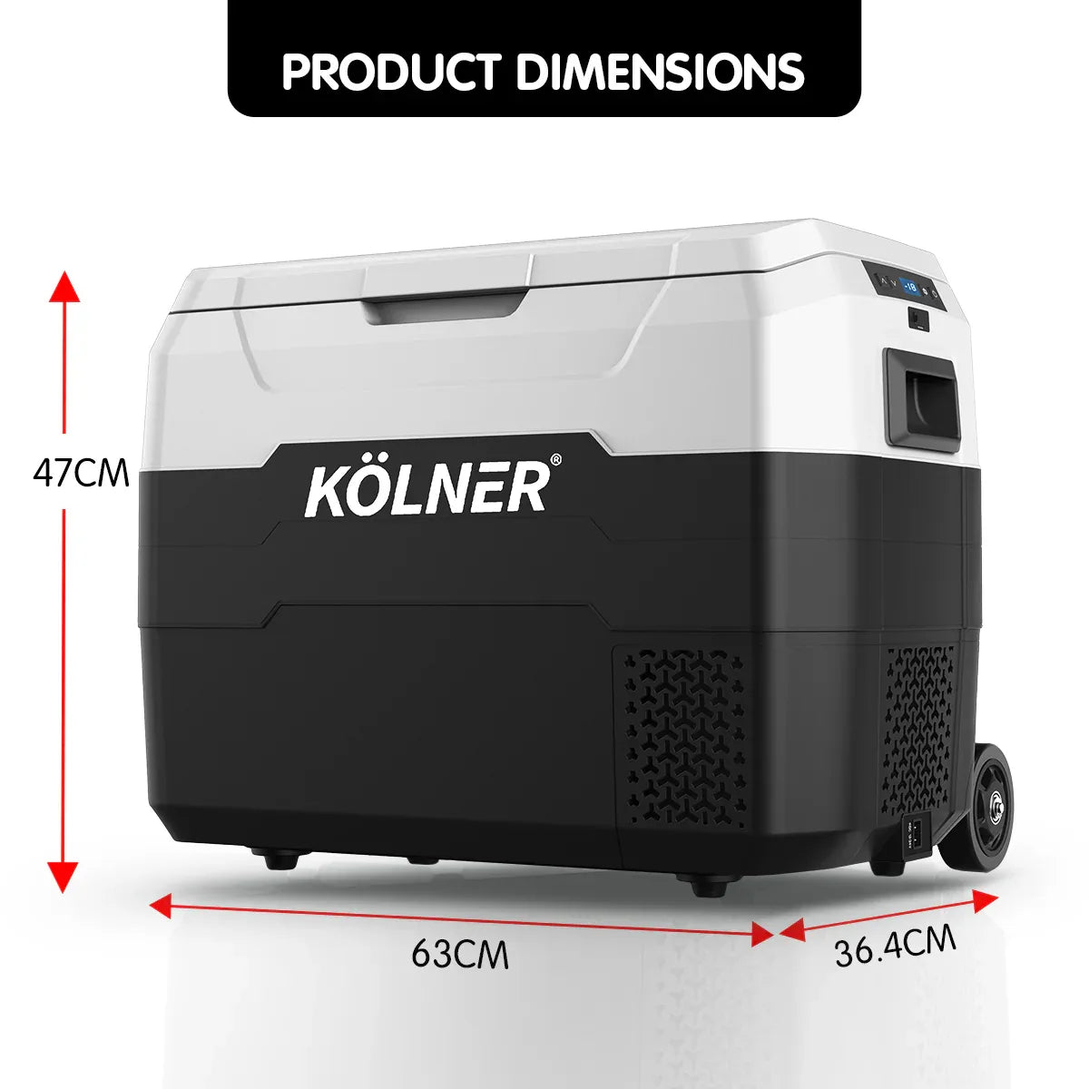 Kolner 40l Fridge Freezer Cooler 12/24/240v Camping Portable Esky Refrigerator With Trolley - Black - Mekamart Australia