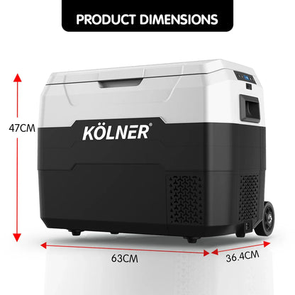 Kolner 40l Fridge Freezer Cooler 12/24/240v Camping Portable Esky Refrigerator With Trolley - Black - Mekamart Australia