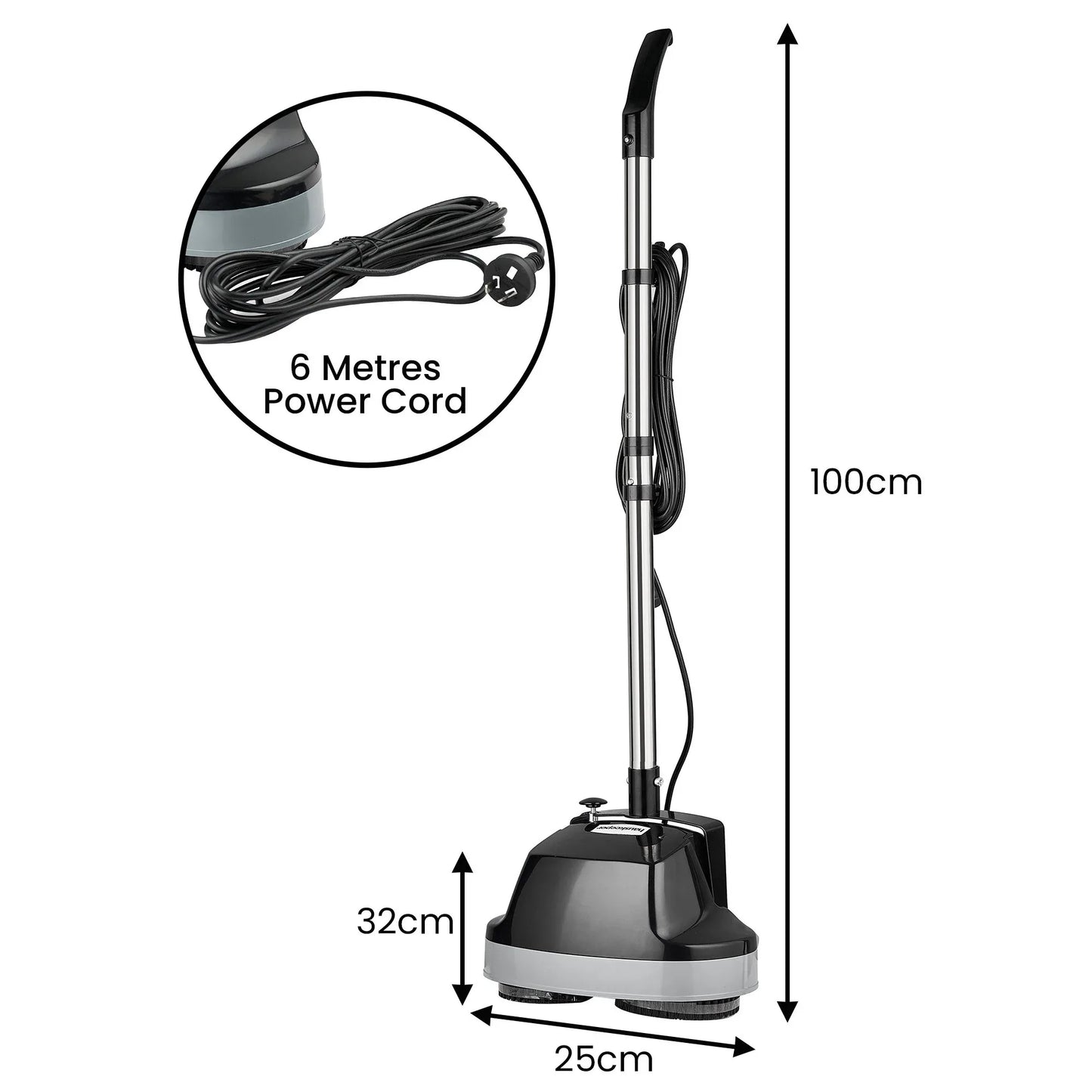 Kartrite Hauskeeper Gen2 5-in-1 Black Electric Floor Polisher Hard Waxer Buffer Scrubber Cleaner 240v With Twin Rotating Brushes 6m Power Cord - Mekamart Australia