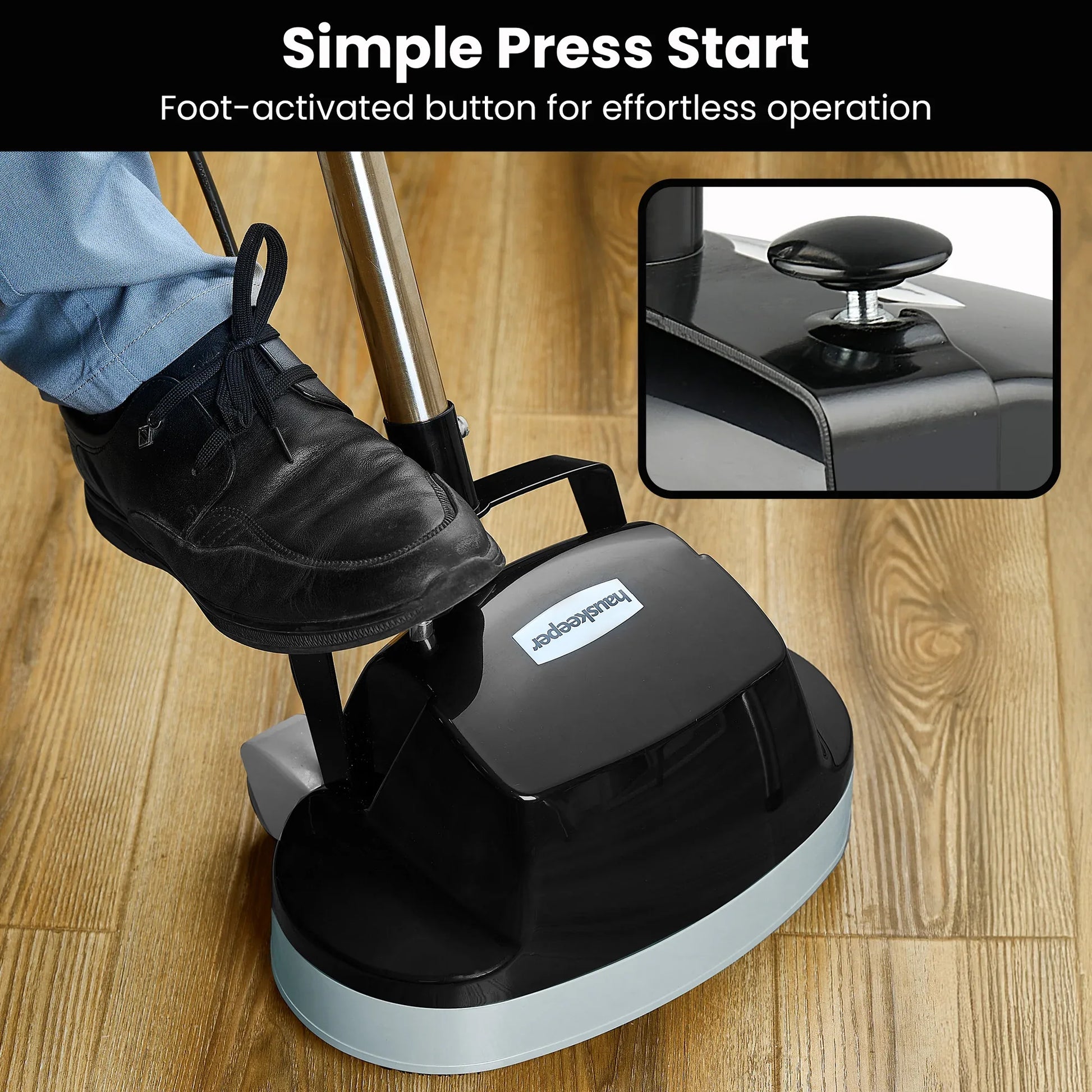 Kartrite Hauskeeper Gen2 5-in-1 Black Electric Floor Polisher Hard Waxer Buffer Scrubber Cleaner 240v With Twin Rotating Brushes 6m Power Cord - Mekamart Australia