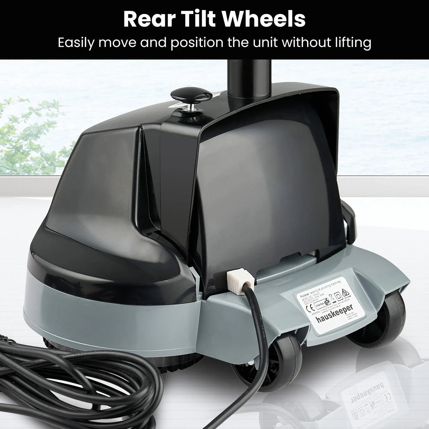 Kartrite Hauskeeper Gen2 5-in-1 Black Electric Floor Polisher Hard Waxer Buffer Scrubber Cleaner 240v With Twin Rotating Brushes 6m Power Cord - Mekamart Australia