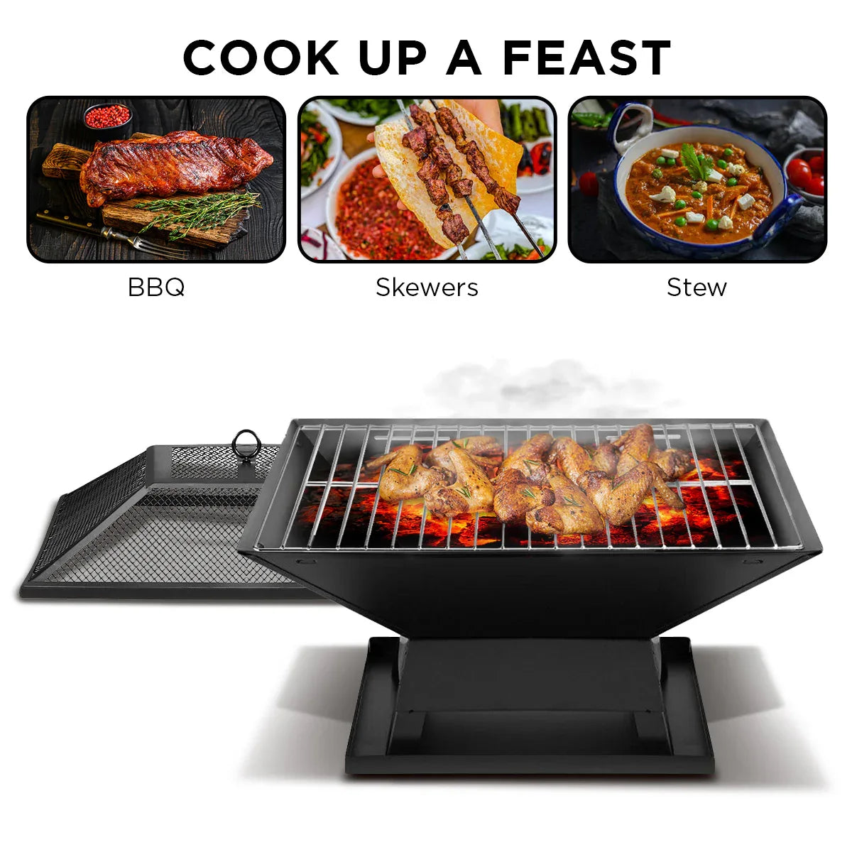 Wallaroo Portable Outdoor Fire Pit for BBQ, Grilling, Cooking, Camping - Mekamart Australia