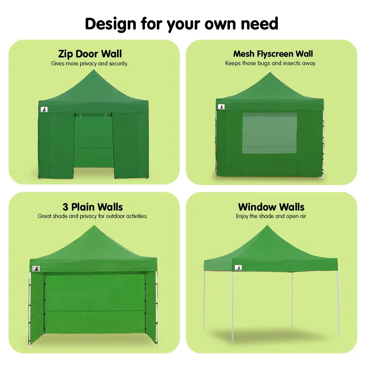 Wallaroo Gazebo Tent Marquee 3x3 Popup Outdoor - Green - Mekamart Australia