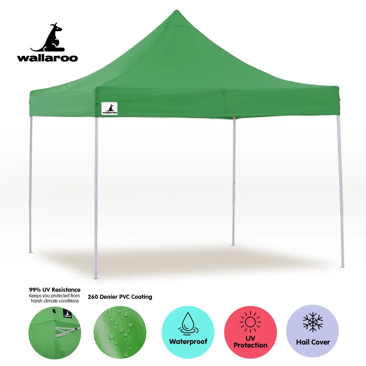 Wallaroo Gazebo Tent Marquee 3x3 Popup Outdoor - Green - Mekamart Australia