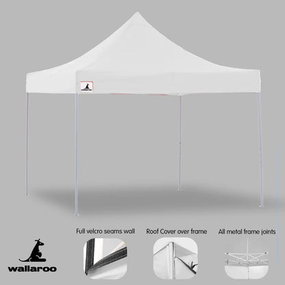 Wallaroo Gazebo Tent Marquee 3x3 PopUp Outdoor Wallaroo White - Mekamart Australia
