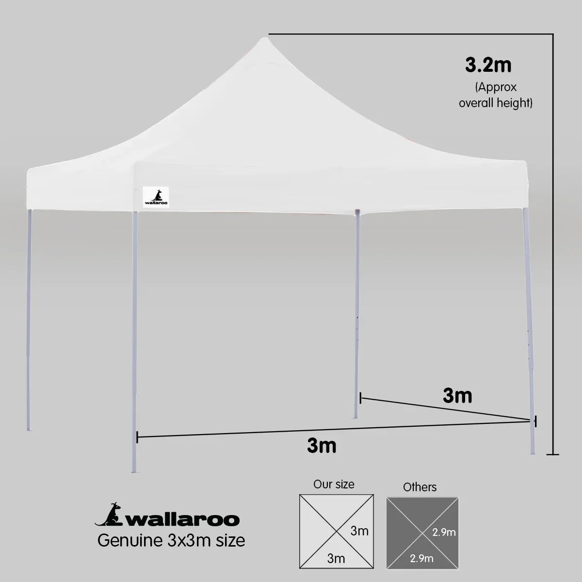 Wallaroo Gazebo Tent Marquee 3x3 PopUp Outdoor Wallaroo White - Mekamart Australia
