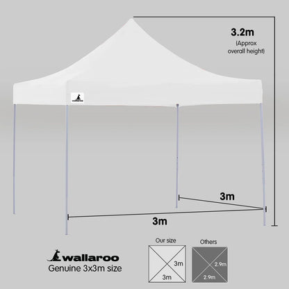 Wallaroo Gazebo Tent Marquee 3x3 PopUp Outdoor Wallaroo White - Mekamart Australia
