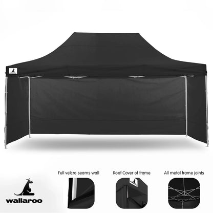 Wallaroo Gazebo Tent Marquee 3x4.5m PopUp Outdoor Black - Mekamart Australia