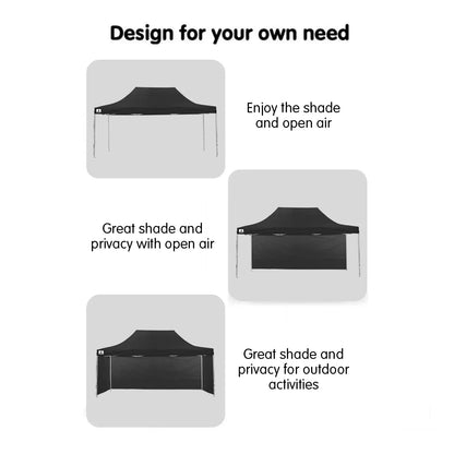 Wallaroo Gazebo Tent Marquee 3x4.5m PopUp Outdoor Black - Mekamart Australia