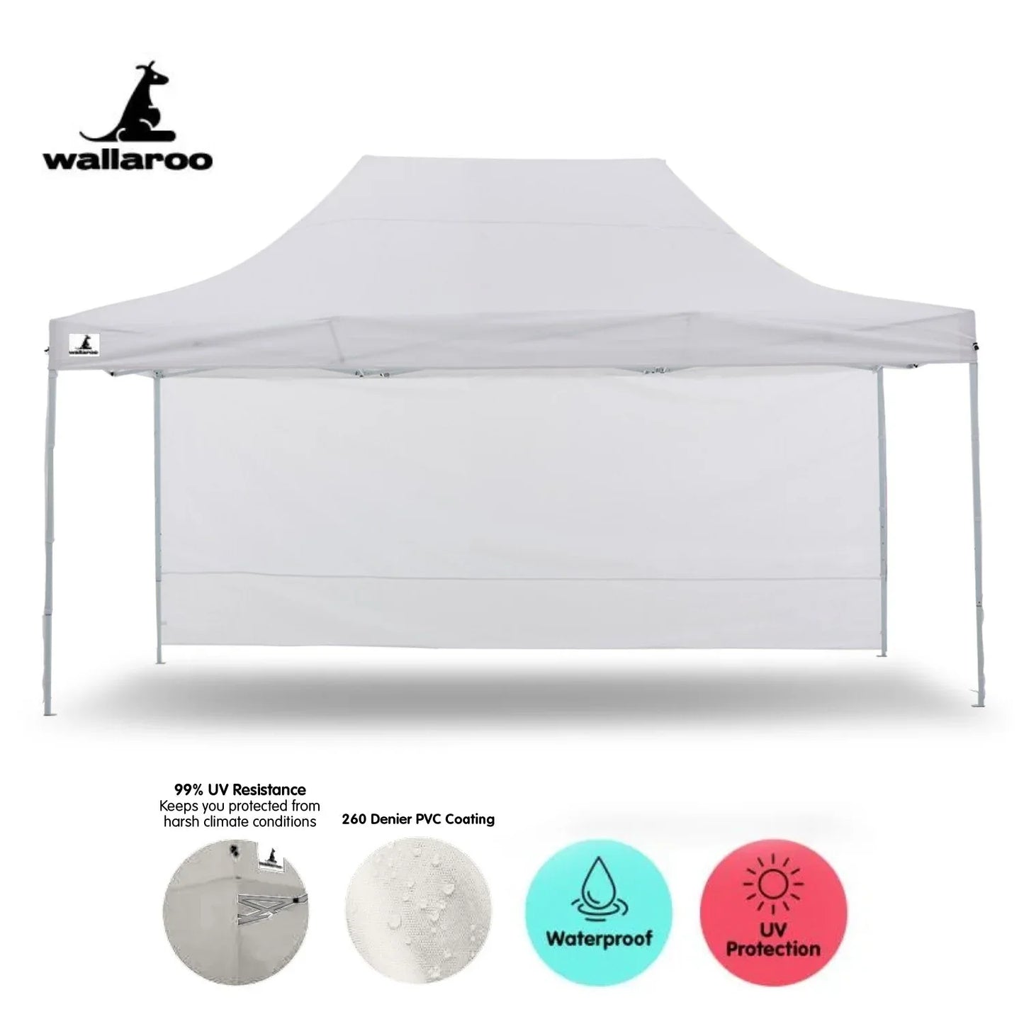 Wallaroo Gazebo Tent Marquee 3x4.5m PopUp Outdoor White - Mekamart Australia