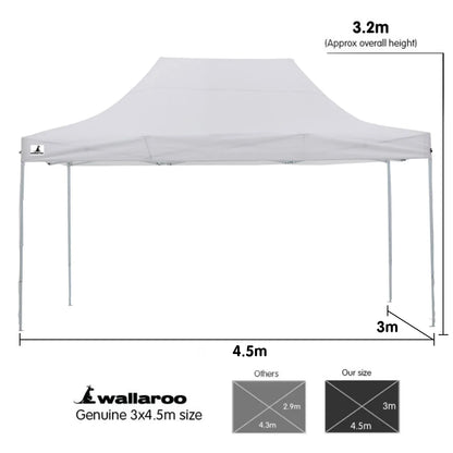 Wallaroo Gazebo Tent Marquee 3x4.5m PopUp Outdoor White - Mekamart Australia
