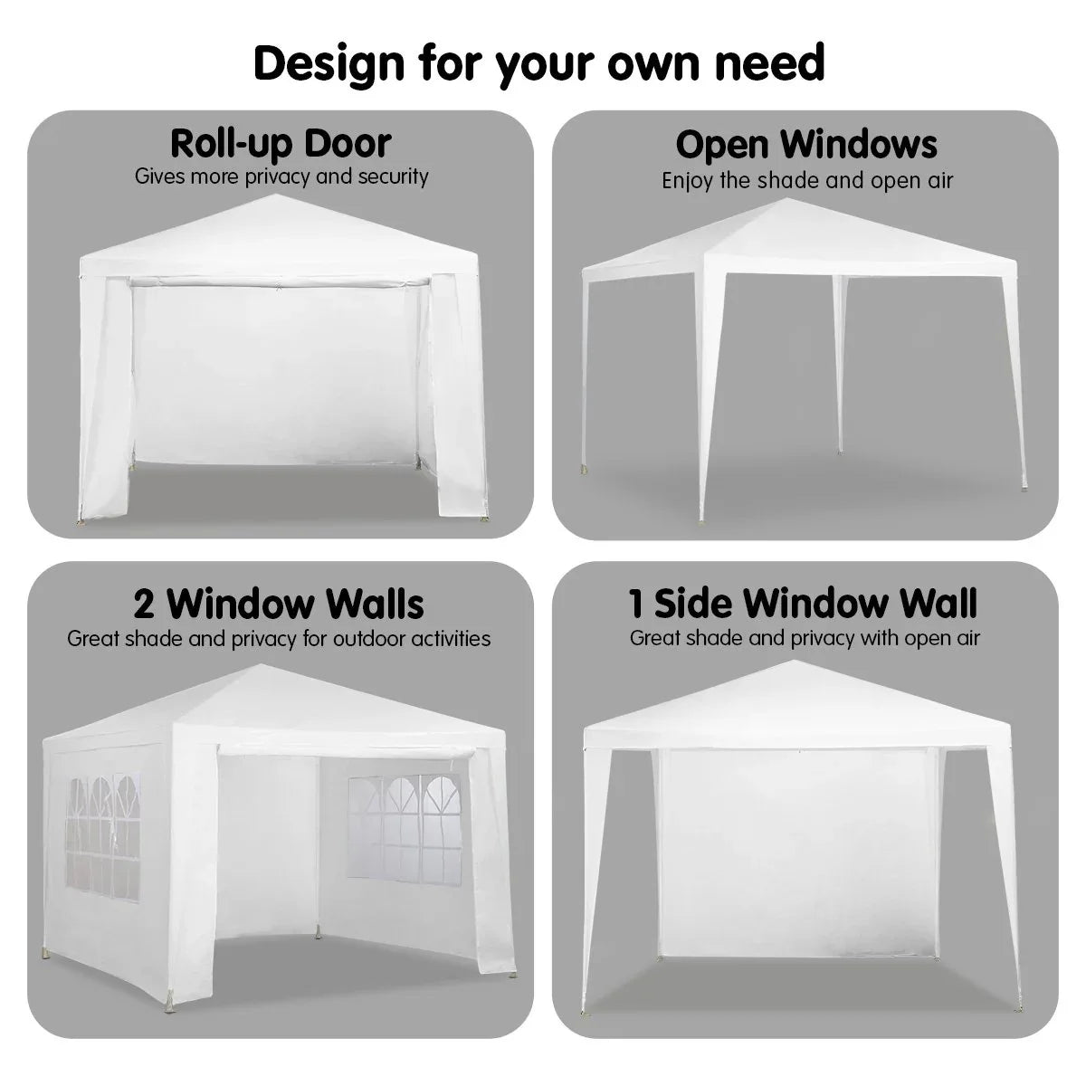 Wallaroo 3x3m Outdoor Party Wedding Event Gazebo Tent - White - Mekamart Australia