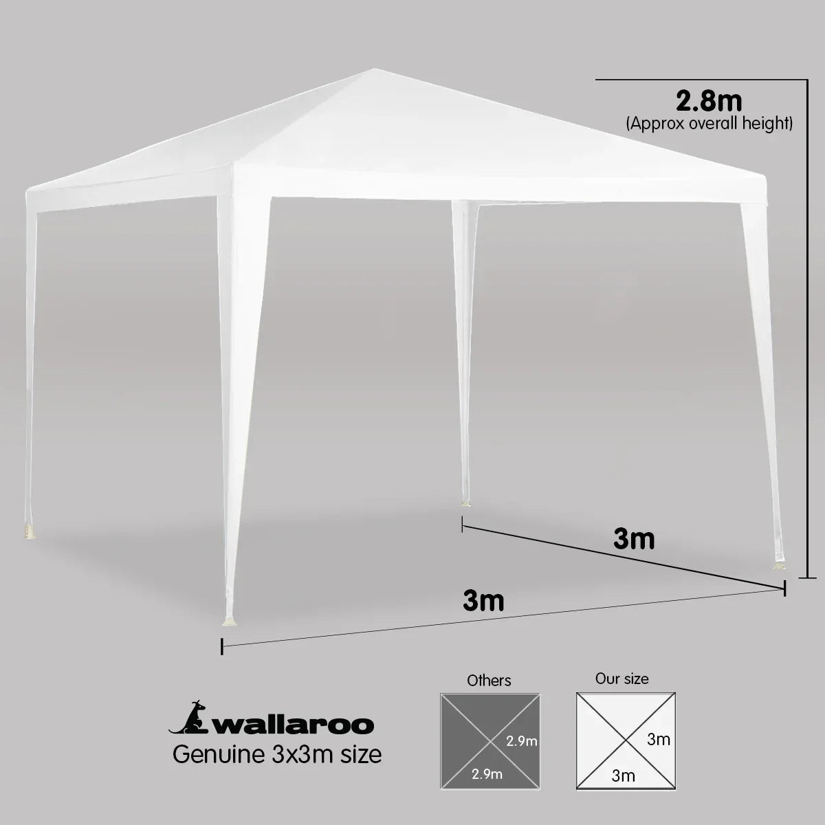 Wallaroo 3x3m Outdoor Party Wedding Event Gazebo Tent - White - Mekamart Australia