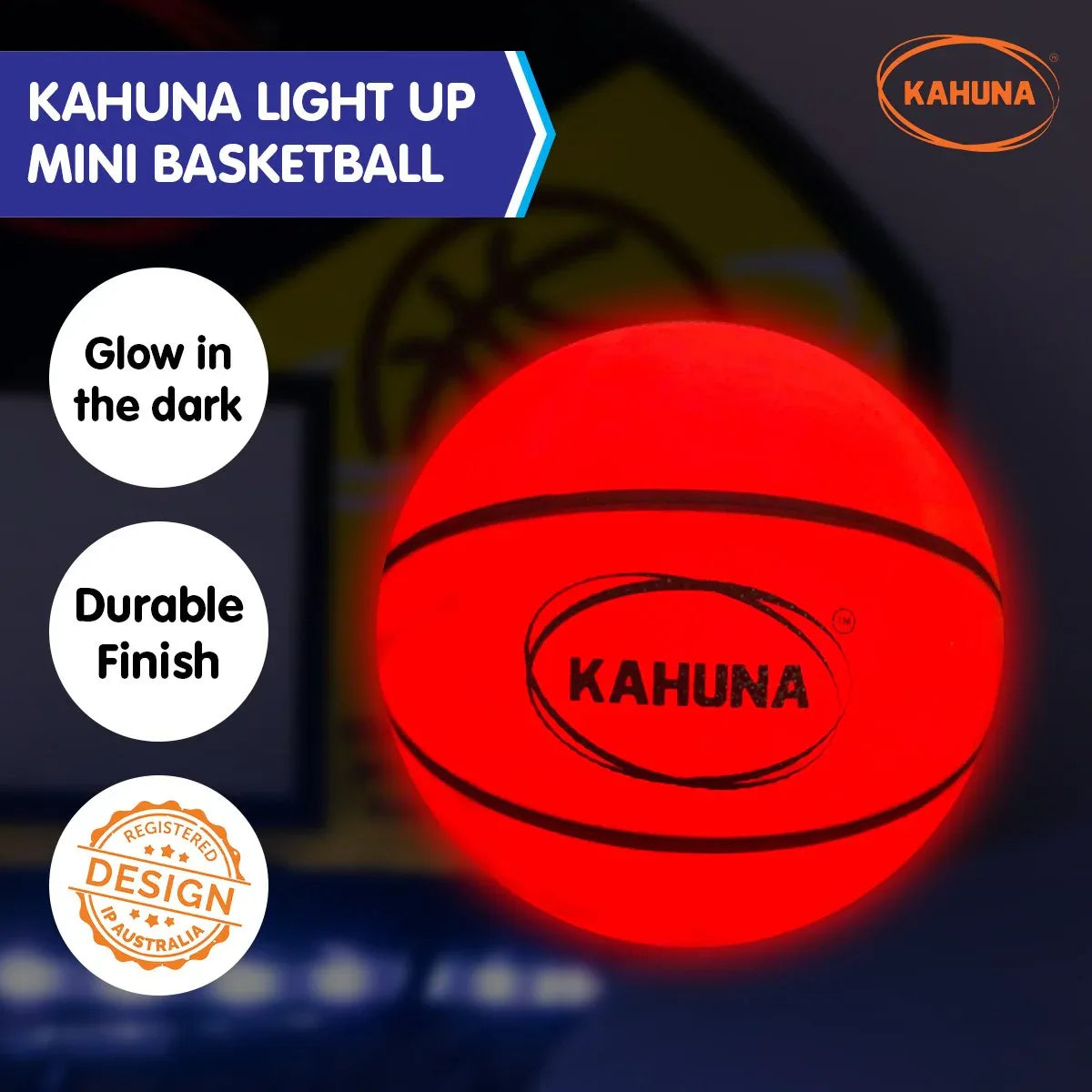 Kahuna Basketball L.e.d Glow Light Up Trampoline Ball - Mekamart Australia
