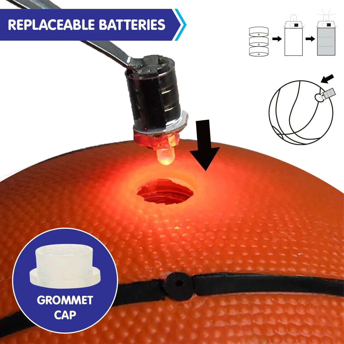Kahuna Basketball L.e.d Glow Light Up Trampoline Ball - Mekamart Australia