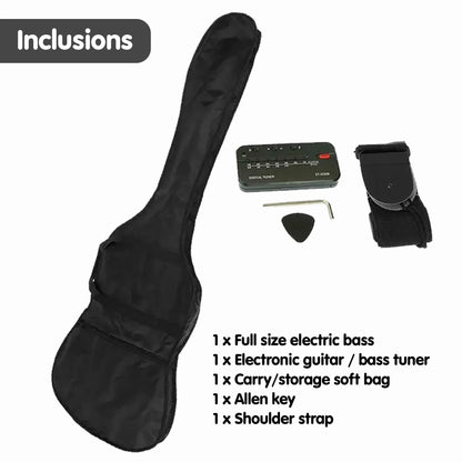 Karrera 39in Electric Guitar Bass Tuner Music 4-String Instrument Full Size Black - Mekamart Australia