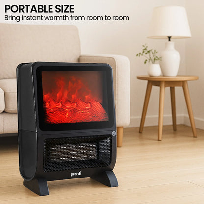 Pronti 2000W 3D Fire PTC Electric Portable Room Heater - Mekamart Australia