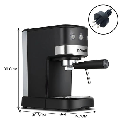 Pronti Breakfast Set with Rose Gold Kettle & Toaster with 1.2L Espresso Machine - White - Mekamart Australia