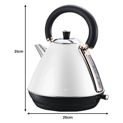Pronti Breakfast Set with Rose Gold Kettle & Toaster with 1.2L Espresso Machine - White - Mekamart Australia