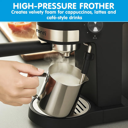 Pronti Breakfast Set with Rose Gold Kettle & Toaster with 1.2L Espresso Machine - White - Mekamart Australia