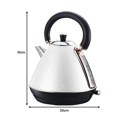 Pronti Rose Trim Collection Toaster & Kettle Bundle - White - Mekamart Australia