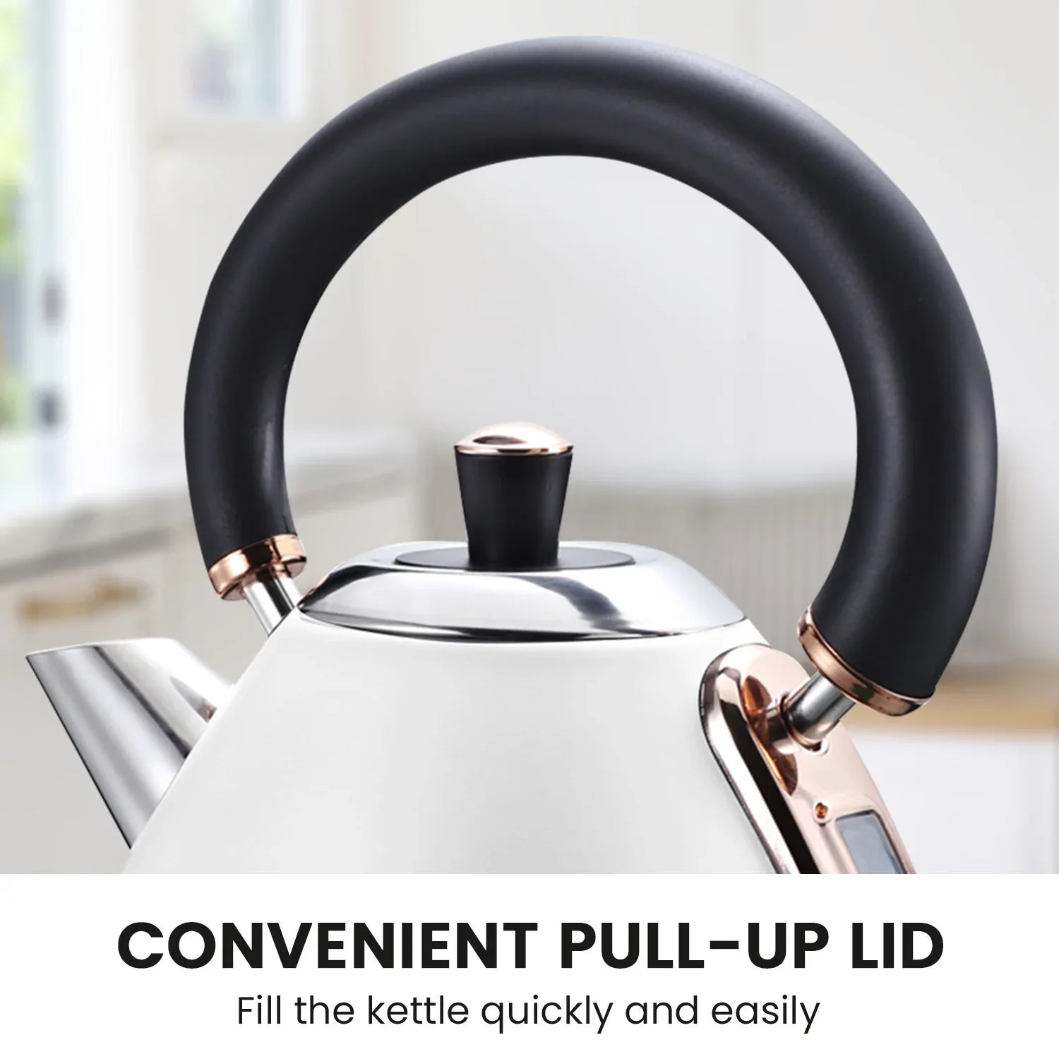 Pronti Rose Trim Collection Toaster & Kettle Bundle - White - Mekamart Australia