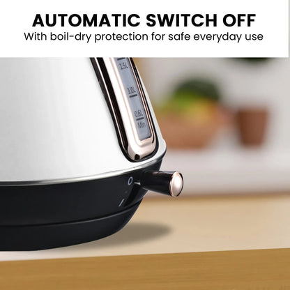 Pronti Rose Trim Collection Toaster & Kettle Bundle - White - Mekamart Australia