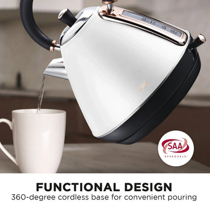Pronti Rose Trim Collection Toaster & Kettle Bundle - White - Mekamart Australia