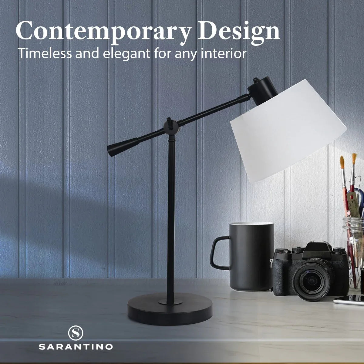 Sarantino Adjustable Metal Table Lamp In Black - Mekamart Australia