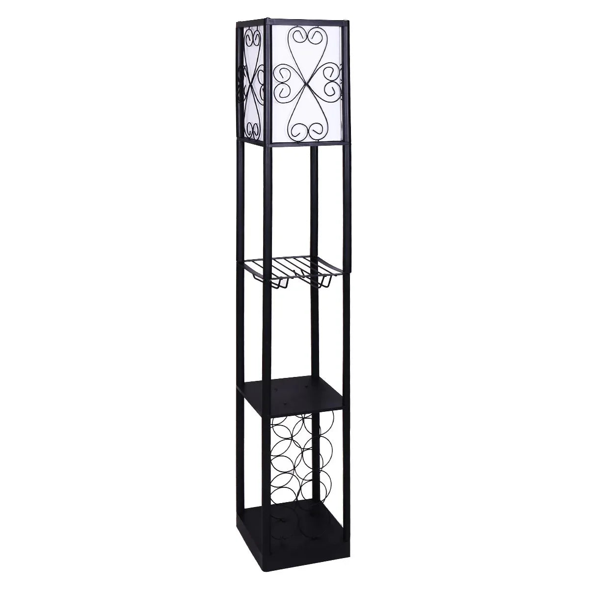 Sarantino Metal Etagere Floor Lamp with Wine Holder Shelf - Mekamart Australia