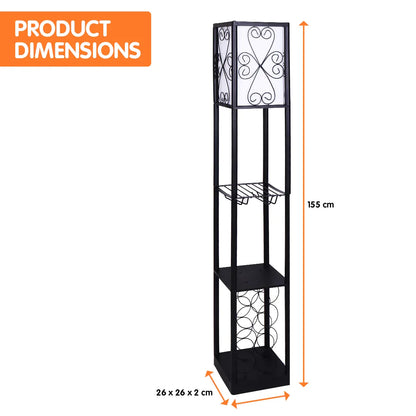 Sarantino Metal Etagere Floor Lamp with Wine Holder Shelf - Mekamart Australia