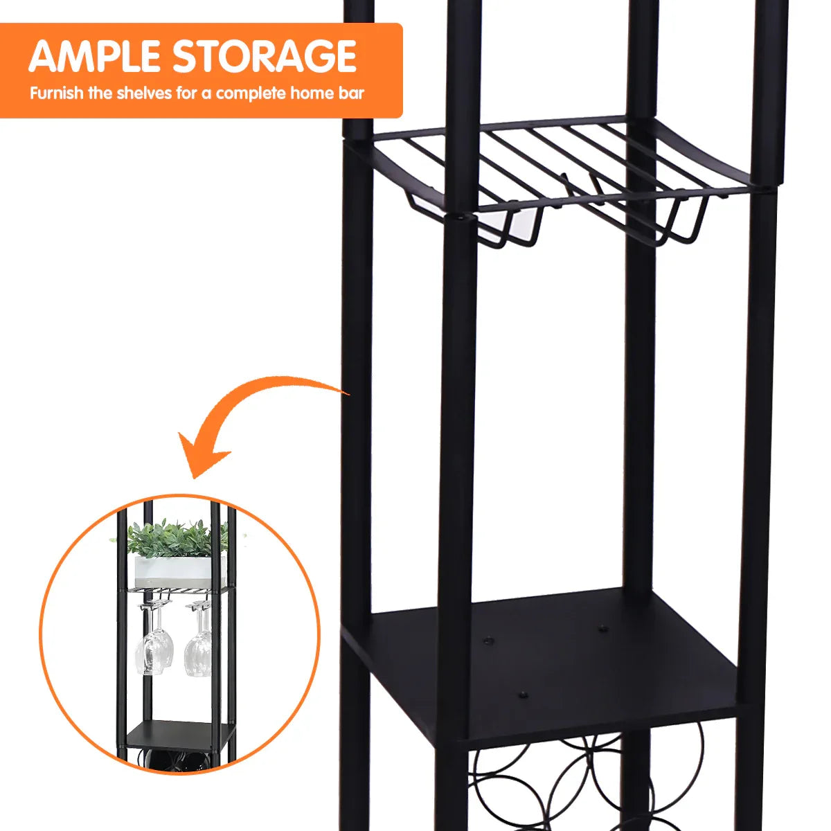Sarantino Metal Etagere Floor Lamp with Wine Holder Shelf - Mekamart Australia