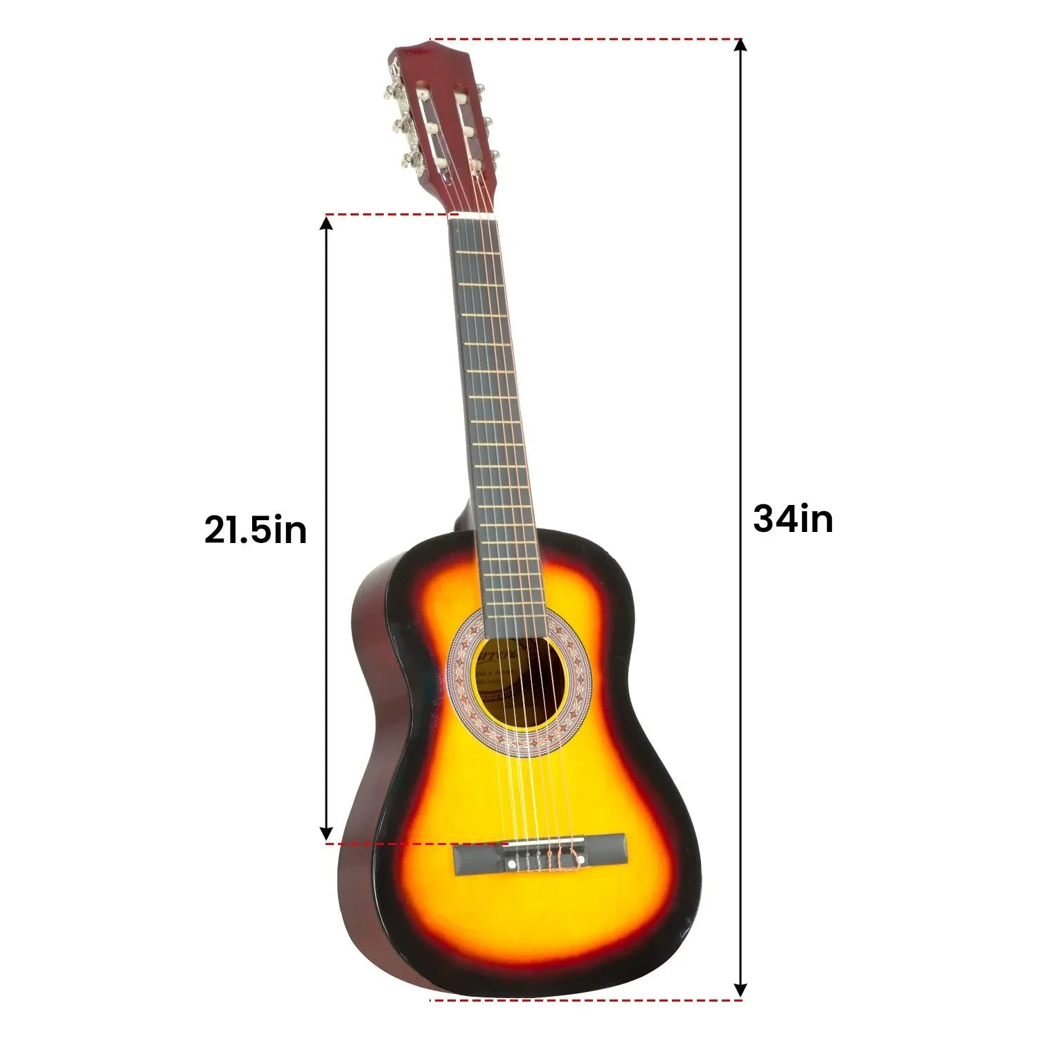 Karrera 34in Acoustic Wooden Childrens Guitar - Sunburst - Mekamart Australia
