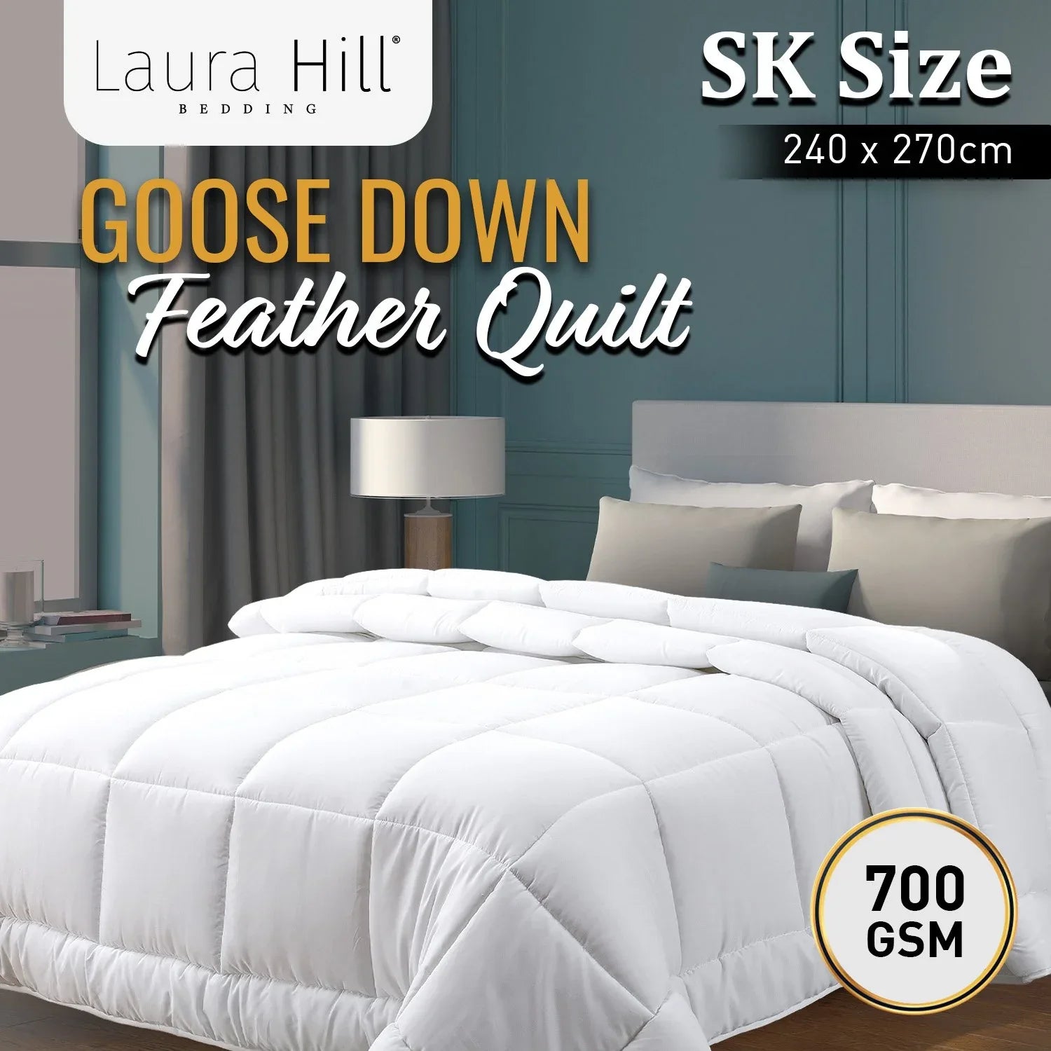Laura Hill 700GSM Goose Down Feather Comforter Doona - Super King - Mekamart Australia
